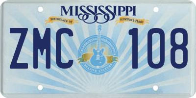 MS license plate ZMC108