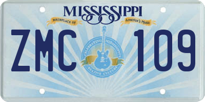 MS license plate ZMC109