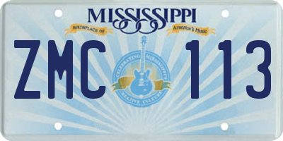 MS license plate ZMC113