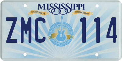 MS license plate ZMC114