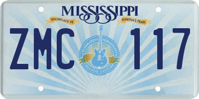 MS license plate ZMC117