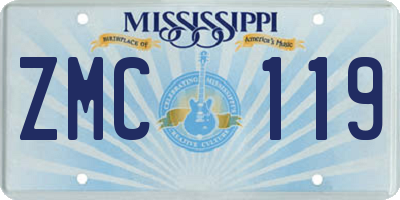 MS license plate ZMC119