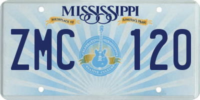 MS license plate ZMC120