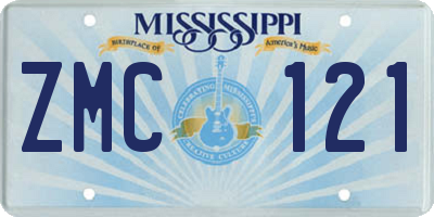 MS license plate ZMC121