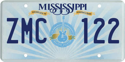 MS license plate ZMC122