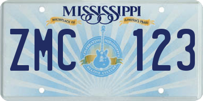 MS license plate ZMC123