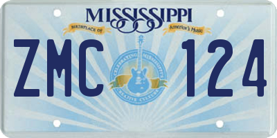 MS license plate ZMC124