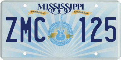 MS license plate ZMC125