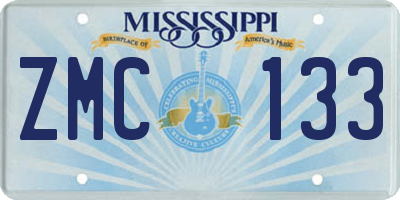 MS license plate ZMC133