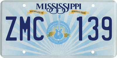 MS license plate ZMC139