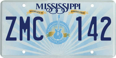 MS license plate ZMC142