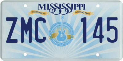 MS license plate ZMC145