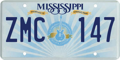 MS license plate ZMC147