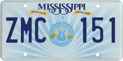 MS license plate ZMC151