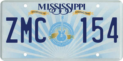 MS license plate ZMC154