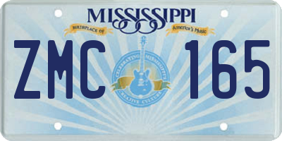 MS license plate ZMC165
