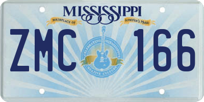 MS license plate ZMC166