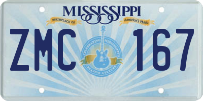 MS license plate ZMC167