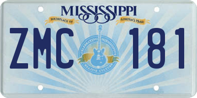 MS license plate ZMC181