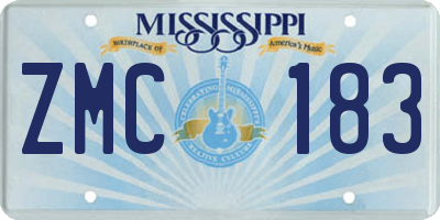 MS license plate ZMC183