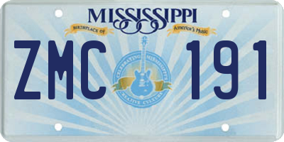 MS license plate ZMC191
