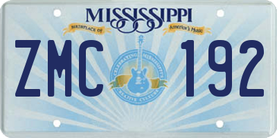 MS license plate ZMC192