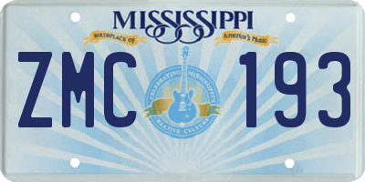 MS license plate ZMC193