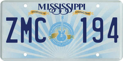 MS license plate ZMC194