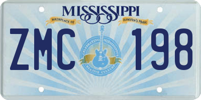 MS license plate ZMC198