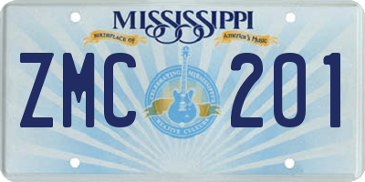MS license plate ZMC201