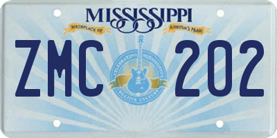 MS license plate ZMC202