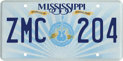 MS license plate ZMC204