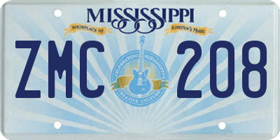 MS license plate ZMC208