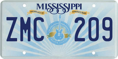 MS license plate ZMC209