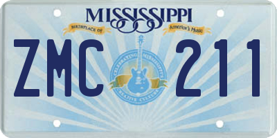 MS license plate ZMC211