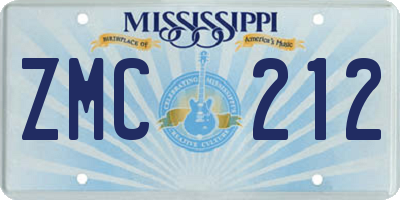 MS license plate ZMC212