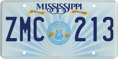 MS license plate ZMC213
