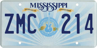 MS license plate ZMC214