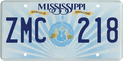MS license plate ZMC218