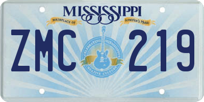 MS license plate ZMC219