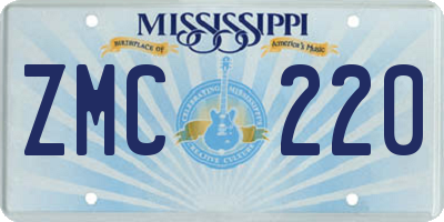MS license plate ZMC220