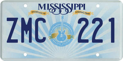 MS license plate ZMC221