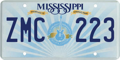 MS license plate ZMC223