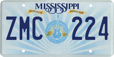 MS license plate ZMC224