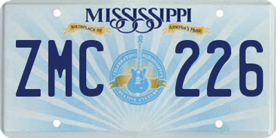 MS license plate ZMC226