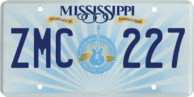 MS license plate ZMC227