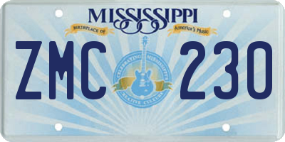 MS license plate ZMC230