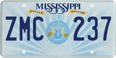 MS license plate ZMC237
