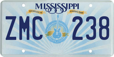 MS license plate ZMC238