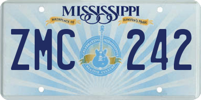 MS license plate ZMC242